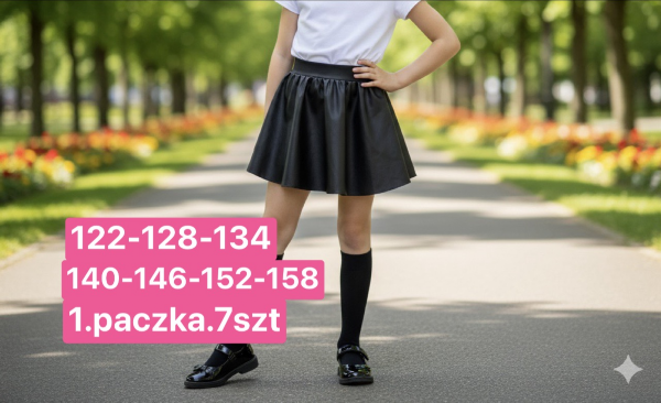 Spódnice dziewczęce Roz 122-158, 1 kolor Paczka 7 szt